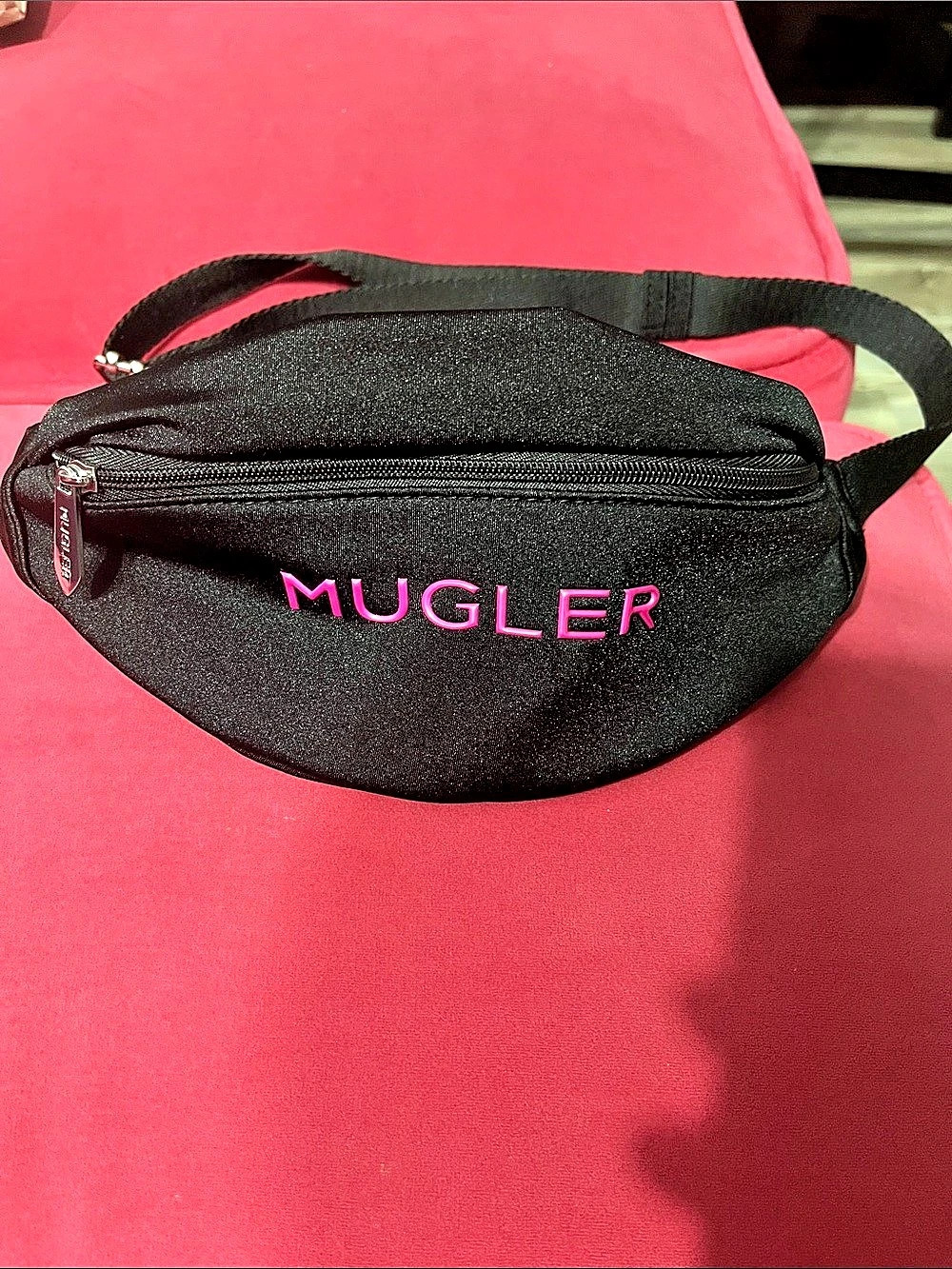 Mugler Parfums Black & Pink Logo Belt Bag
